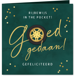 Aanbieding voor Geslaagd rijbewijs gefeliciteerd autowiel auto in the pocket