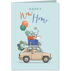 Aanbieding voor Felicitatiekaart kleine auto met spullen