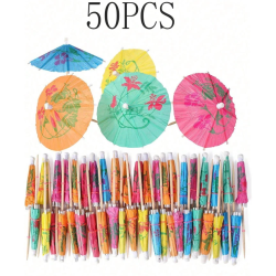 Aanbieding voor 10/50 stuks Cocktail Decoratie Paraplu's, Feestdecoraties, Kleurrijke Bloemenparaplu's, Hawaiiaanse Drankparasols, Fruitprikkers, Cocktails