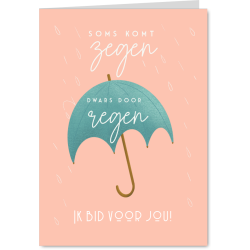 Aanbieding voor Christelijke kaart sterkte met paraplu en regen