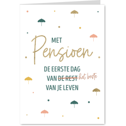 Aanbieding voor Felicitatiekaart pensioen met parasol