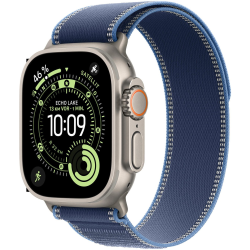 Aanbieding voor Apple Watch Ultra 3 GPS + Cellular - 49mm Natural Titanium Case - Blue/Bright Blue Trail Loop - S/M Smartwatch Natural