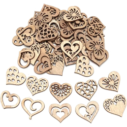 Aanbieding voor 50 stks Hart Houten Gordijnen Liefde Houten Ambachten Bruiloft Decoratie Verjaardag Valentijnsdag Geschenken Thuis Tafel Decor Handwerk