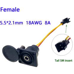 Aanbieding voor Oplaadkop voor elektrische fietsen, uitgangslijn voor lithiumbatterijen, mannelijke en vrouwelijke basis, ronde opladerstekkerdoos, DC2.1, 2.5, 36V, 48V
