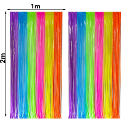 Aanbieding voor Meerkleurig Glow in the Dark Fringe Gordijn Fluorescerende Macaron Streamers Gordijn Photo Booth Achtergrond Neon Verjaardagsfeestje Decor
