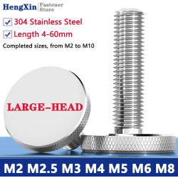 Aanbieding voor M2 M2.5 M3 M4 M5 M6 M8 304 Roestvrij Staal Knurl Platte Kop Hand Draai Gordijn Muur Glas Grote kop Duimschroef Bolt GB835