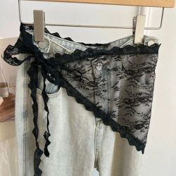 Aanbieding voor Nieuwe Driehoek Korte Rok Halve Rok Butt Gordijn Rok Kanten Rand Kleine Schort Breien Kant Gestapeld Ins Lente Hoofddoek