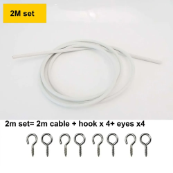 Aanbieding voor 1Set Duurzaam 2/3/4/5 Meter Gordijn Lente Touw PVC Staal met HAAKEN OGEN raam Koord Kabel Netto Wit Gordijn Track Draad