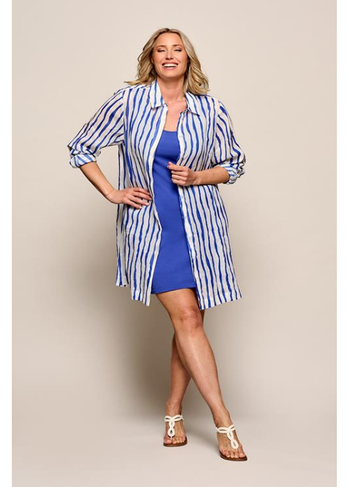 Mart Visser Georgie streep tuniek offwhite / kobalt maxi