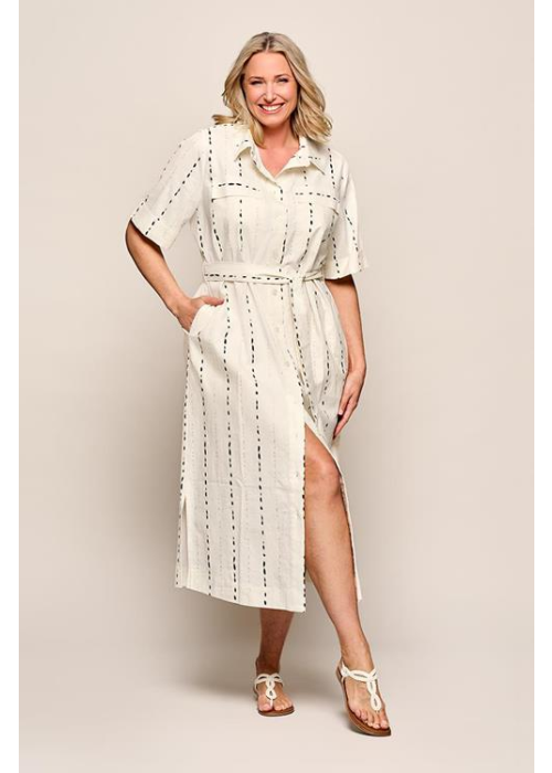 Mart Visser Logan print jurk offwhite / zwart maxi
