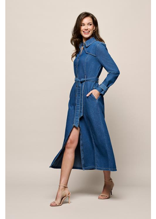 Mart Visser Troy denim jurk medium blauw denim