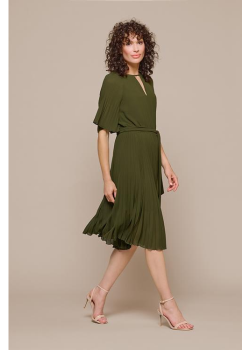 Mart Visser Haily plisse jurk olijfgroen