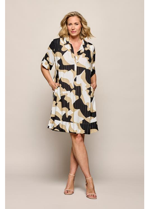 Mart Visser Joella print tuniek zwart / camel maxi