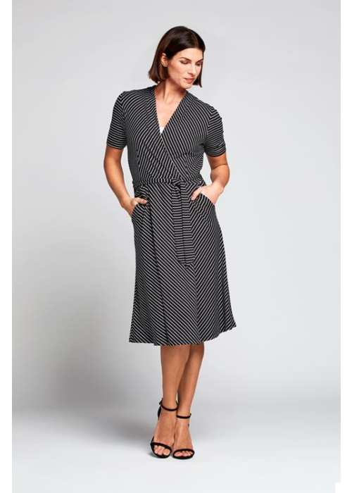Mart Visser Lizz streep jurk zwart / wit