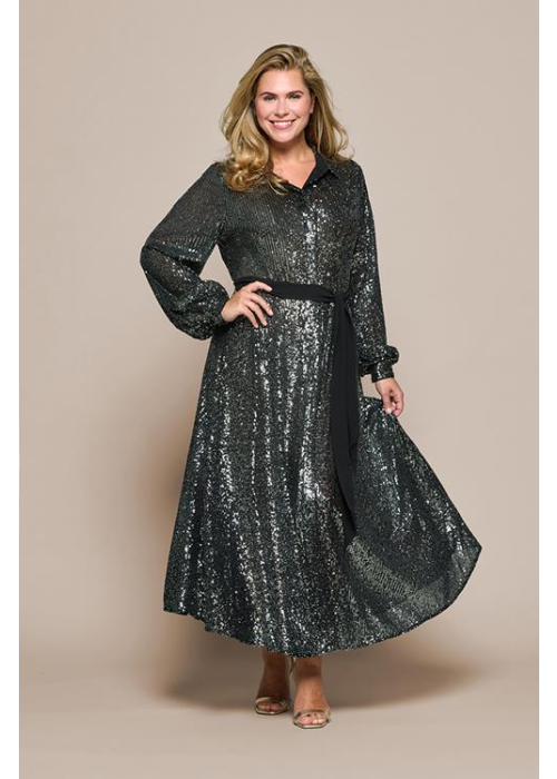 Mart Visser Kelly jurk donker metallic maxi