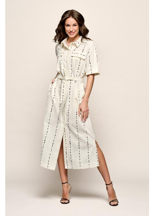 Mart Visser Logan print jurk offwhite / zwart