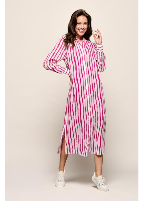 Mart Visser Georgia streep jurk offwhite / roze