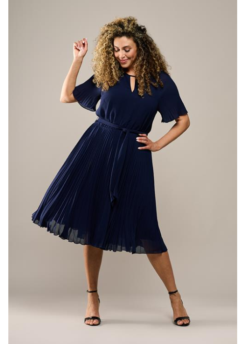 Mart Visser Haily plisse jurk navy maxi